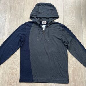 Hermes Knit Cotton Cashmere Quarter Zip Hooded Sweater